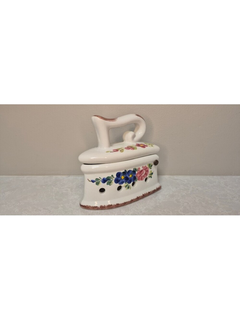 Vintage Italian Hand-Painted Ceramic Iron